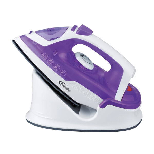 POWERPAC PPIN1014 CORDLESS STEAM&SPRAY IRON W/CERAMIC PLATE 1400W <br> ឆ្នាំងអ៊ុតអគ្គិសនីប្រើស្ទីម & បាញ់ទឹក ជាមួយបាតសេរ៉ាមិច, 1400 វ៉ាត់ - Home-Fix Cambodia
