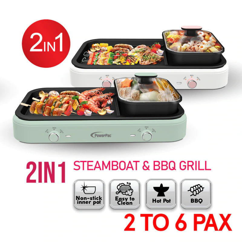 POWERPAC PPMC763 STEAMBOAT WITH BBQ GRILL 1.8L, 1600-1900W - Home-Fix Cambodia