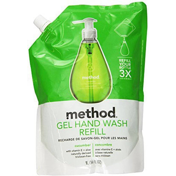 METHOD HAND WASH GEL CUCUMBER REFILL 1L<br>សាប៊ូលាងដៃសម្រាប់ចាក់បំពេញដប ក្លិនត្រសក់ 1 លីត្រ - Home-Fix Cambodia