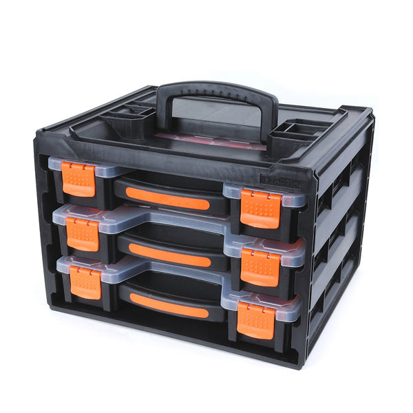TACTIX 320040 3-PIECE STORAGE BOX ORGANISER <br> ប្រអប់ដាប់គ្រឿងជាងមាន 3 ថ្នាក់ - Home-Fix Cambodia