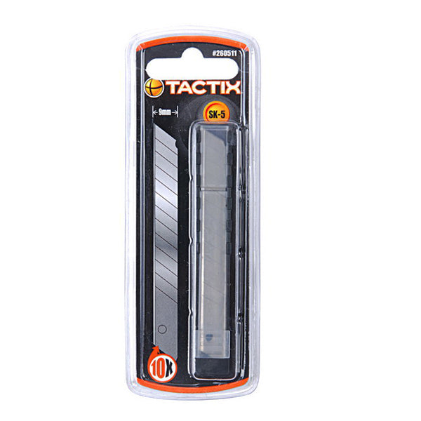 TACTIX 260511 SNAP-OFF KNIFE BLADE 9MM 10PC <br> ផ្លែកាំបិត 9 មីលីម៉ែត្រ (10 ផ្លែ) - Home-Fix Cambodia