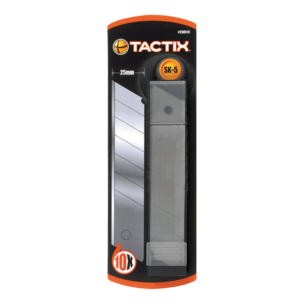 TACTIX 260515 SNAP-OFF KNIFE BLADE 25MM 10PC <br> ផ្លែកាំបិត (25 មីលីម៉ែត្រ,10ផ្លែ) - Home-Fix Cambodia