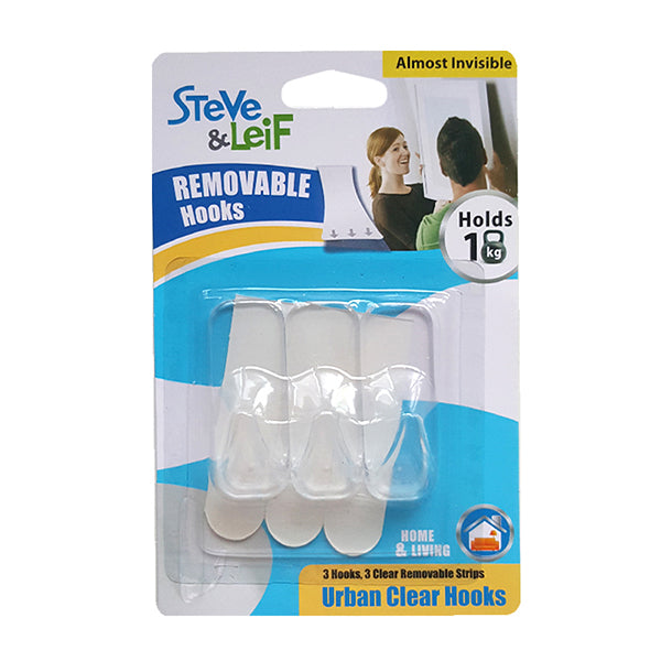 S&L SL-H2011 REMOVABLE HOOKS CLEAR (S) 3PCS <br> ទំពក់ព្យួរពណ៏ថ្លា