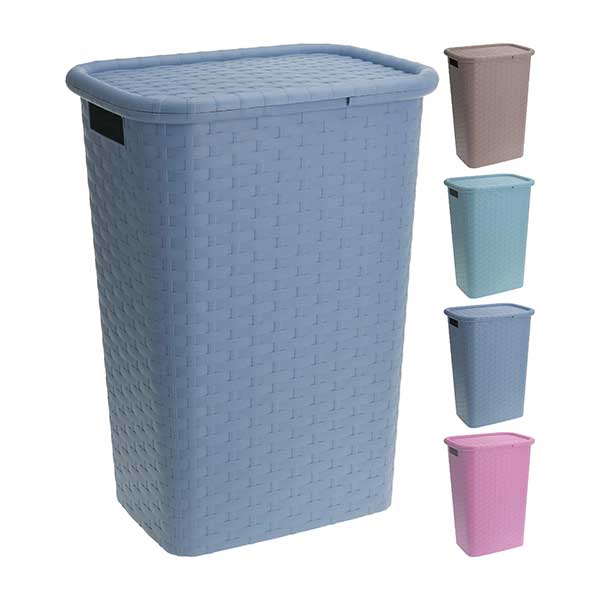 KOOPMAN Y54230350 BASKET FOR LINEN PASTEL PETROL<br>កន្ត្រកដាក់សំលៀកបំពាក់ - Home-Fix Cambodia