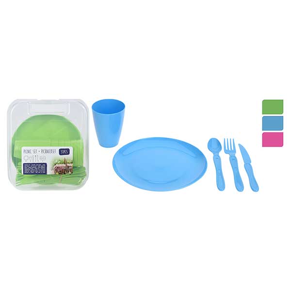 KOOPMAN 030000570 PICNICK SET BLUE 31PCS<br>ឈុតសំភារៈប្រើប្រាស់សម្រាប់ដំណើរកំសាន្ត មាន31/ឈុត - Home-Fix Cambodia
