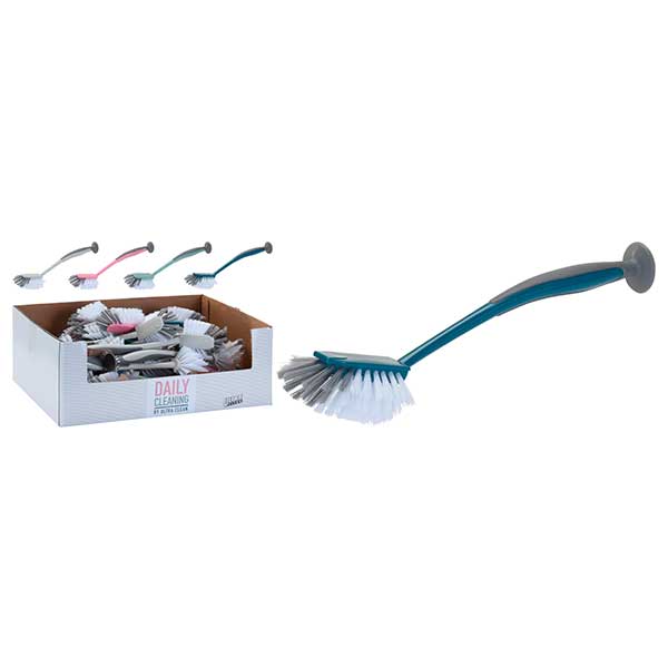 KOOPMAN 170450720 DISH WASH BRUSH WITH SUCTION CUP GREY CREA<br>ច្រាសសម្រាប់លាងចាន - Home-Fix Cambodia