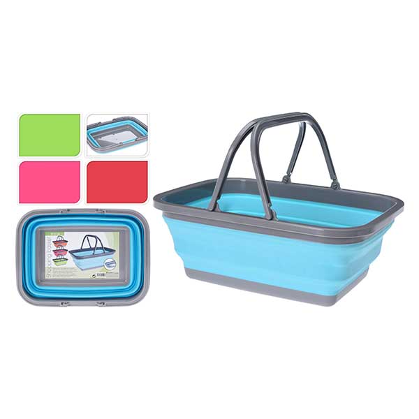 KOOPMAN 172000280 SHOPPING BASKET FOLDABLE BLUE<br>កន្រ្តកសម្រាប់ដើរផ្សារ - Home-Fix Cambodia