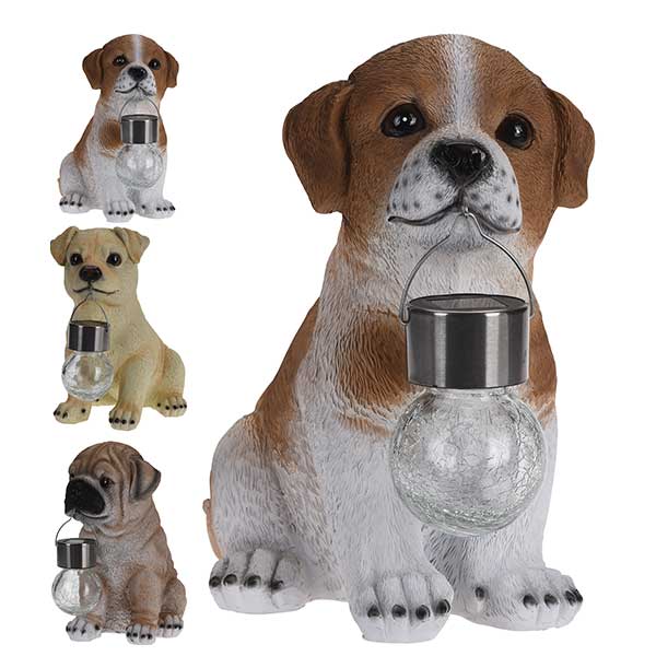 KOOPMAN 795201190 DOG, POLYSTONE, WITH SOLAR BALL<br>អំពូលប្រើប្រាស់ពន្លឺព្រះអាទិត្យ - Home-Fix Cambodia