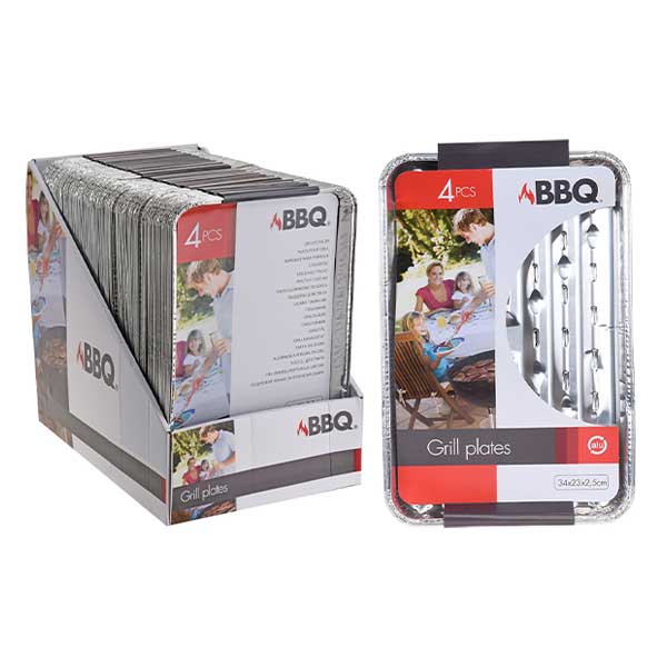 KOOPMAN DV5300010 GRILL PLATES SET OF 4, ALUMINIUM<br>ឈុតចានអាលុយមីញ៉ូមសម្រាប់អាំងសាច់, មាន4/ឈុត - Home-Fix Cambodia