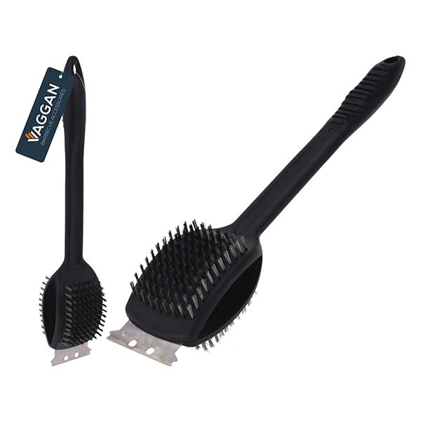 KOOPMAN YL7900780 BBQ BRUSH WITH SCRAPER,  HANDLE WITH STAINLESS STEEL BRISTLE<br>ច្រាសដុសសម្អាតចង្ក្រានអាំងសាច់ប៊ីប៊ីឃ្យូ - Home-Fix Cambodia