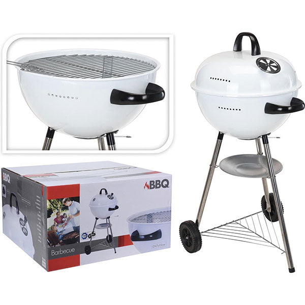 KOOPMAN C80216010 BBQ CHARCOAL GRILL SPHERICAL 47CM WHITE