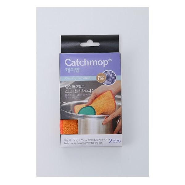 CATCHMOP 17041 SPONGE WITH SCOURING PAD 2PCS<br>អេប៉ុងសម្រាប់ជូតសម្អាត (មាន 2/កញ្ចប់) - Home-Fix Cambodia