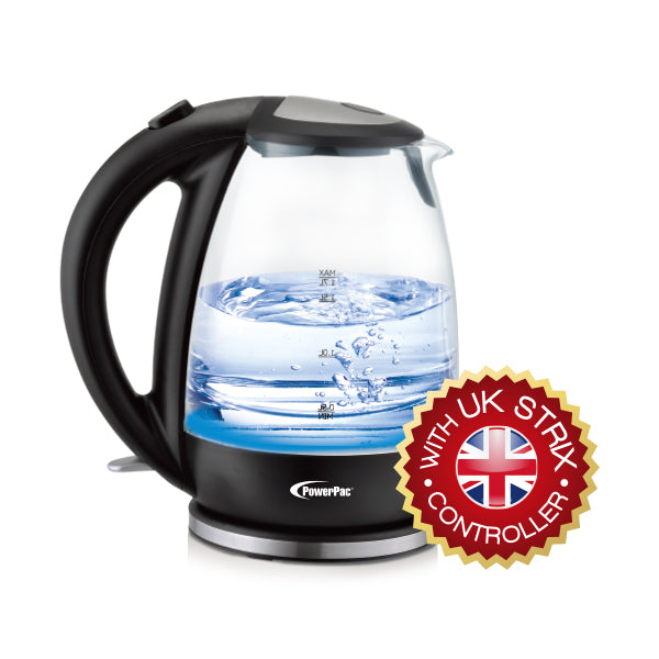 POWERPAC PPJ2004G CORDLESS GLASS JUG 1.7L (1240451)<br>កំសៀវអគ្គិសនី 1.7 លីត្រ<br>无绳电水壶, 玻璃壶, 1.7公升 - Home-Fix Cambodia