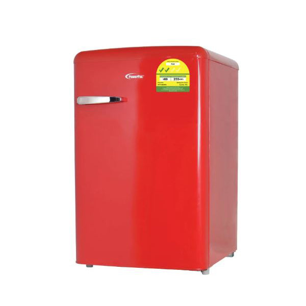 POWERPAC PPF108R 1 DOOR RETRO FRIDGE WITH FREEZER-RETRO RED 106L<br>ទូទឹកកកមានទ្វារ1 ចំណុះ 106លីត្រ - Home-Fix Cambodia