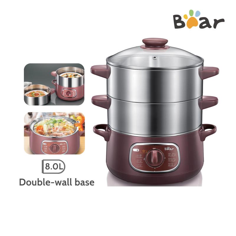 BEAR DZG-D80A1 TIER INTELLIGENT ELECTRIC SS FOOD STEAMER 8L 800W - Home-Fix Cambodia