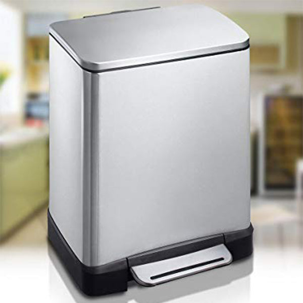 EKO 9268MT-30L E-CUBE STEP BIN 30L S-STEEL <br> ធុងសំរាម 30 លីត្រ ពណ៌អ៊ីណុក - Home-Fix Cambodia