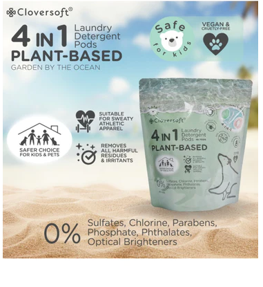 CLOVERSOFT PLANT BASED 4 IN 1 ANTI DUST MITE LAUNDRY PODS (GARDEN BY THE OCEAN) - Home-Fix Cambodia