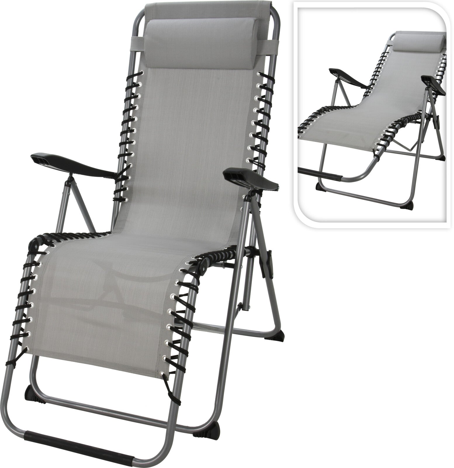 KOOPMAN X70000080 FOLDING CHAIR ADJUSTABLE GREY - Home-Fix Cambodia