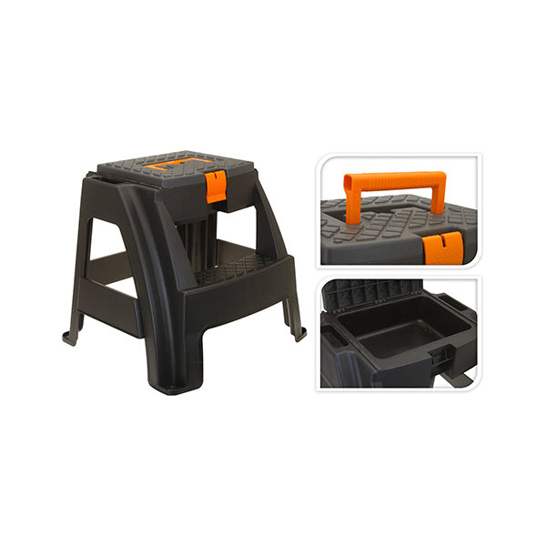 KOOPMAN Y98285010 STOOL WITH TOOLBOX GREY ORANGE - Home-Fix Cambodia